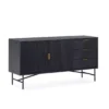 Buffet Noir 2 Portes 3 Tiroirs 154cm, Thai Natura