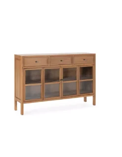 Buffet Vitrine Naturel 2 Portes 3 Tiroirs, Thai Natura