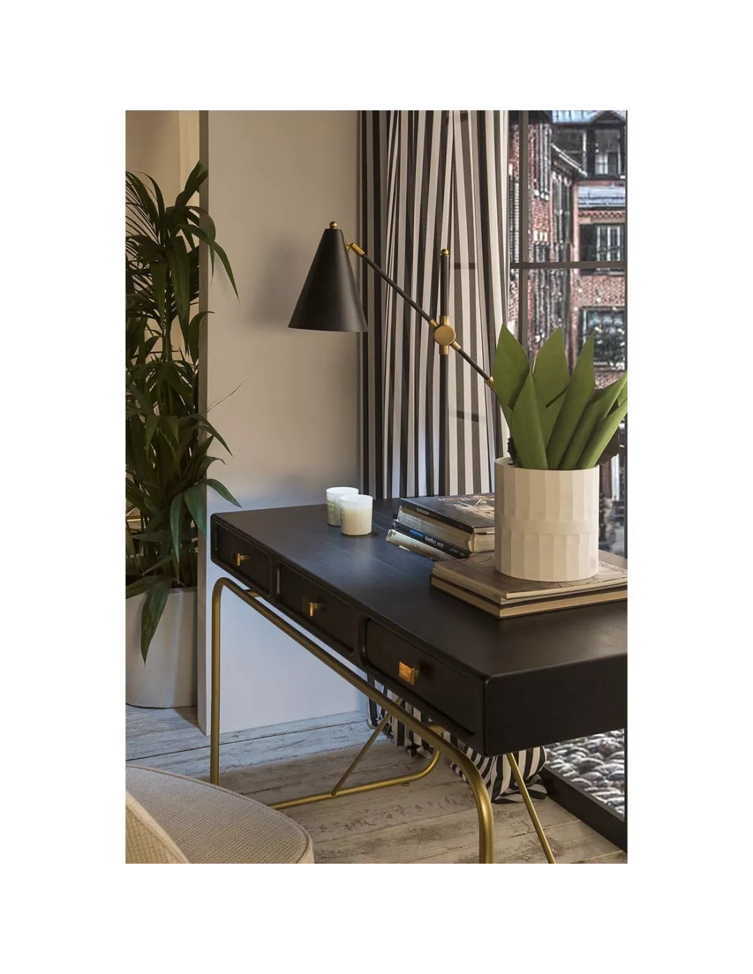 Bureau Bois Noir/doré, Thai Natura