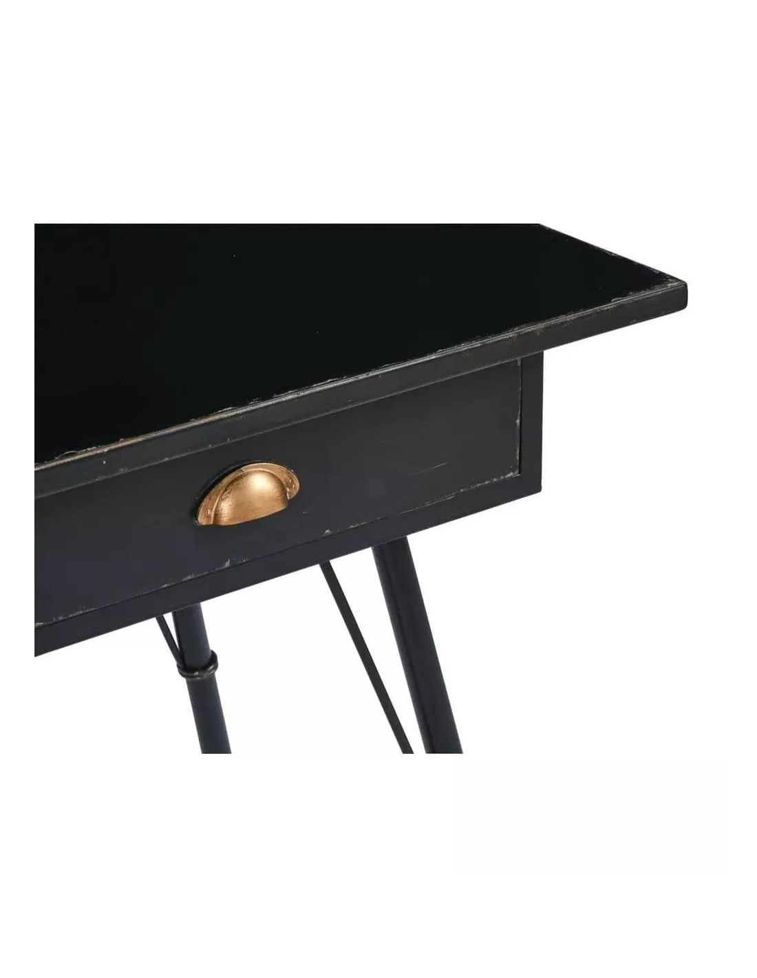 Bureau/Console Noir 2 Tiroirs 120cm – Image 2