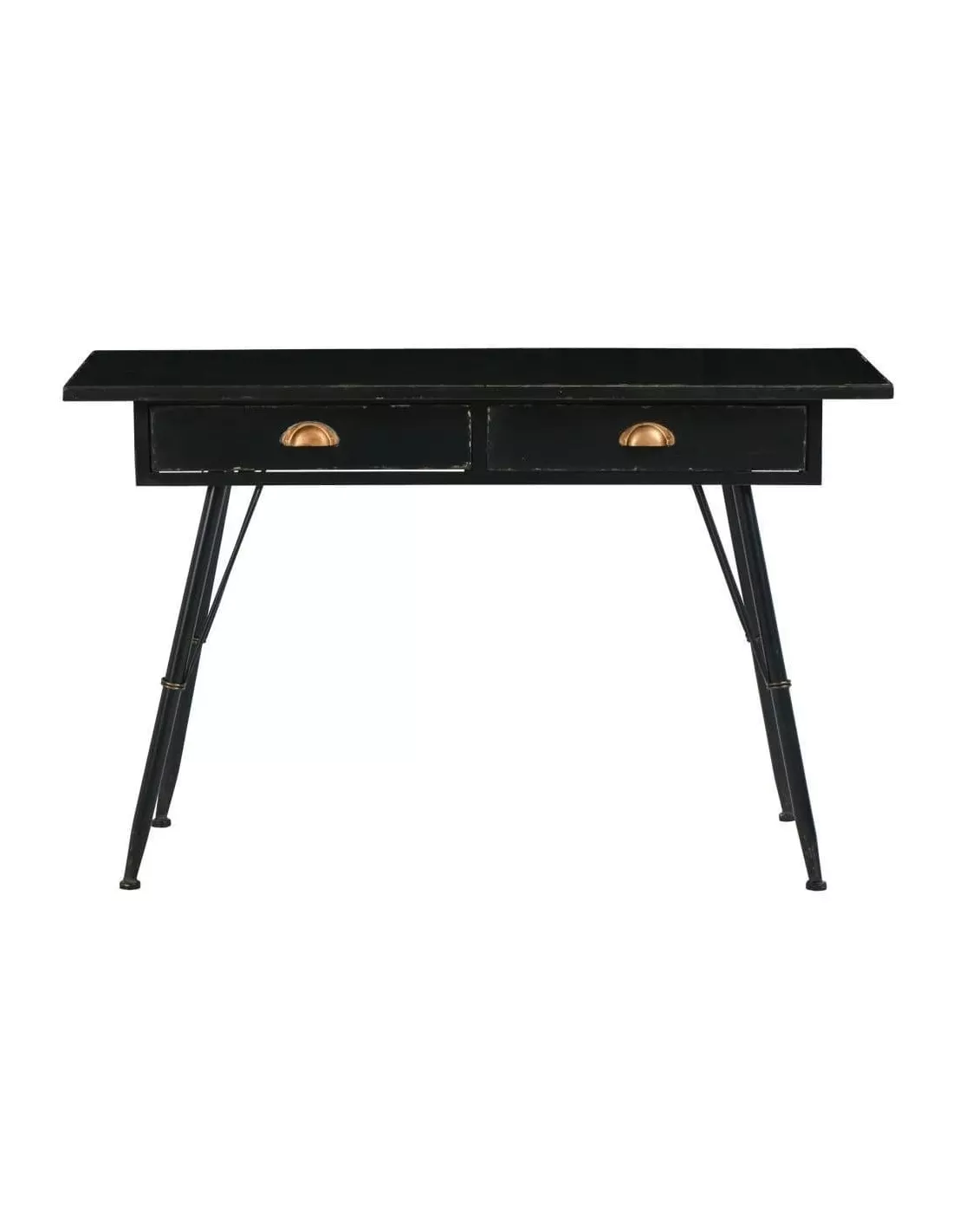 Bureau/Console Noir 2 Tiroirs 120cm – Image 3
