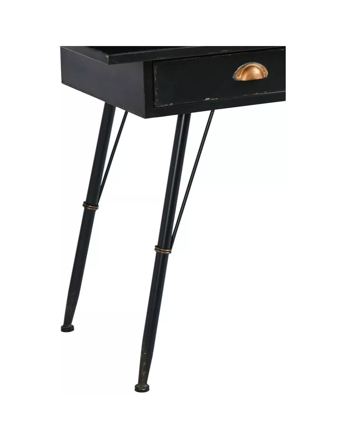 Bureau/Console Noir 2 Tiroirs 120cm – Image 4