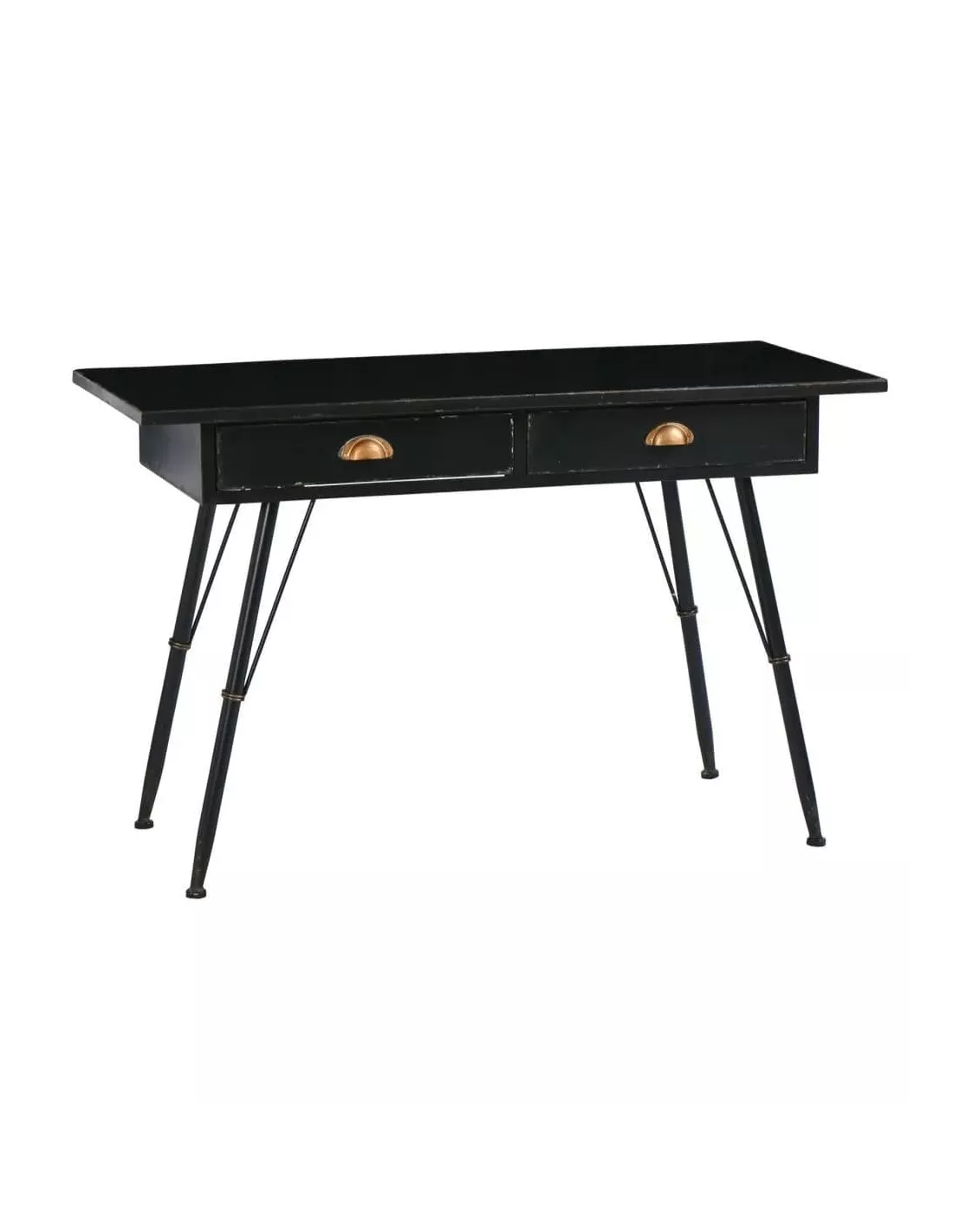 Bureau/Console Noir 2 Tiroirs 120cm
