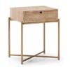 Chevet 1 Tiroir Chêne Blanchi/doré, Thai Natura