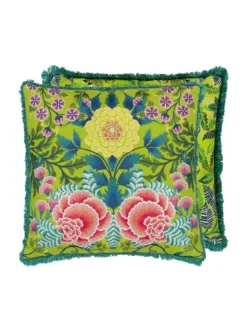 Coussin Brocart Decoratif Embroidered Lime, Designers Guild