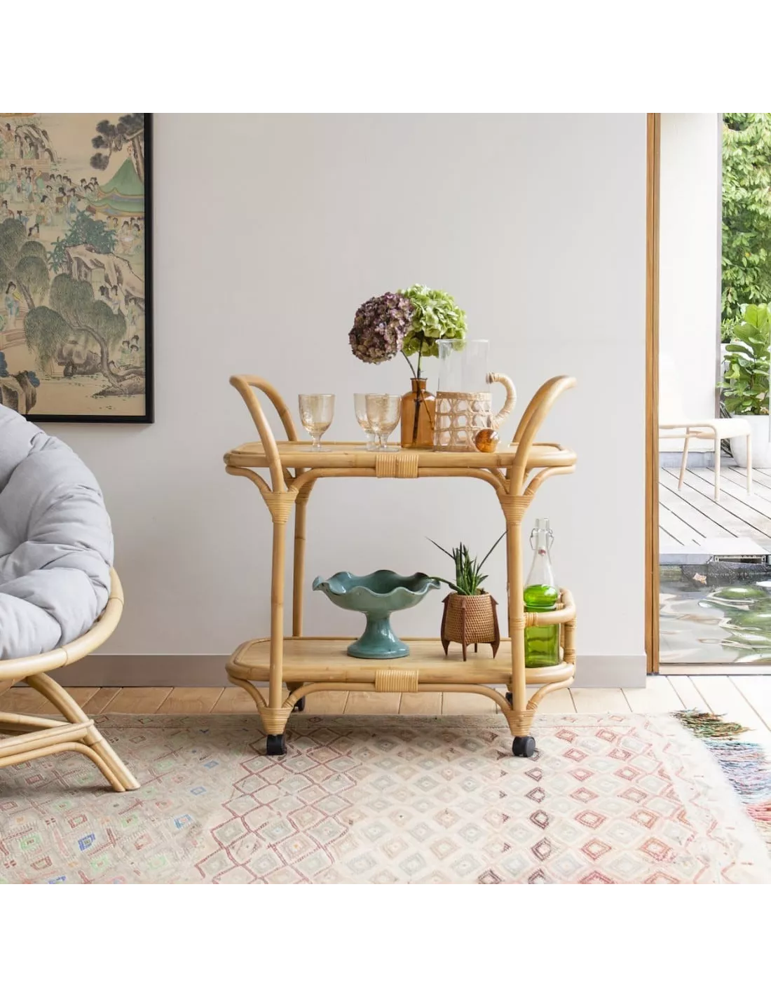 Desserte En Rotin Roulante Maggie, KOK Maison – Image 2