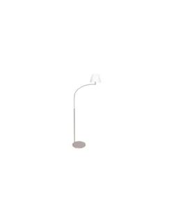 Lampadaire Liseuse Jin Argent Satiné Et Verre Blanc, Linea Verdace