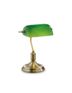 Lampe De Bureau Lawyer Vert/doré Mat, Ideal Lux