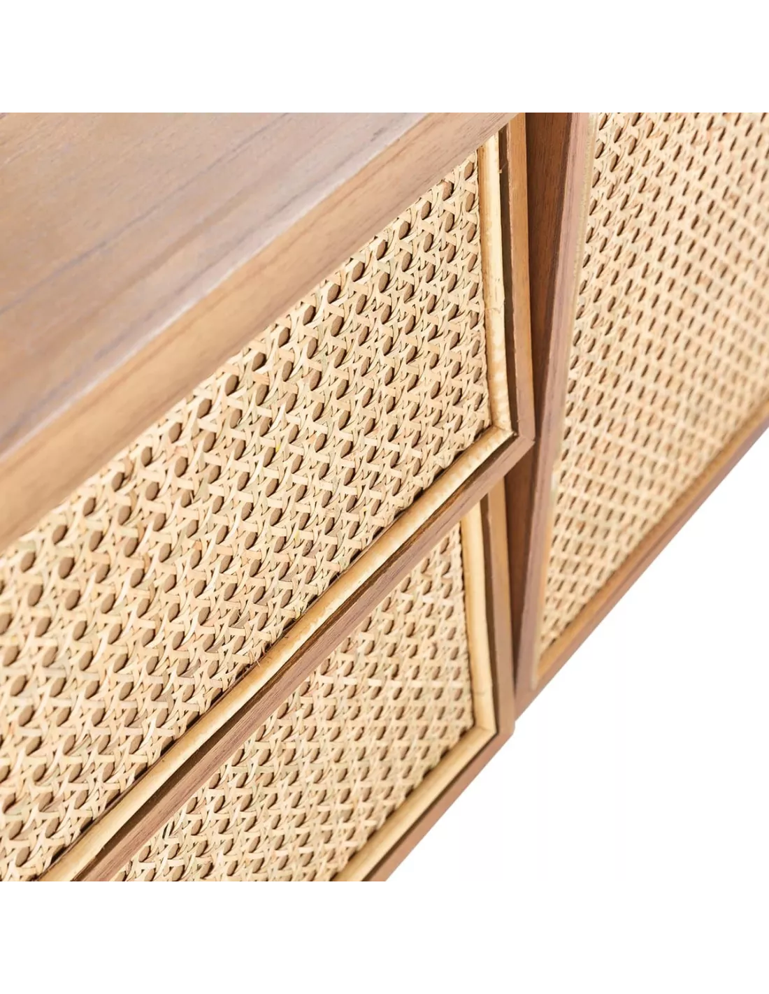 Meuble TV Cèdre Naturel Et Cannage 160cm, Thai Natura – Image 3
