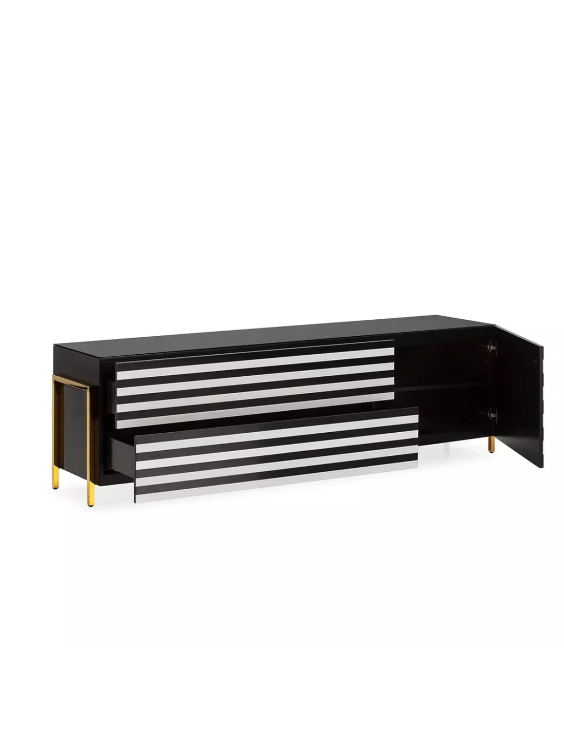 Meuble TV Noir Et Blanc 180cm Zebra, Thai Natura – Image 2