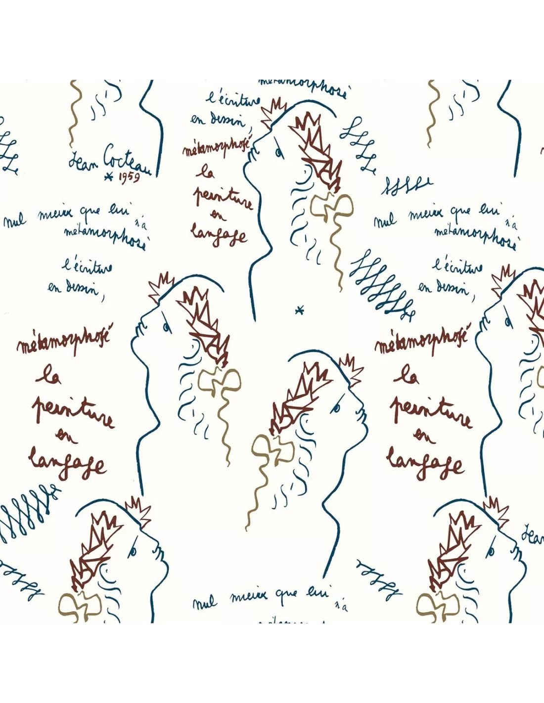 Papier Peint Vinyle Ecriture Indigo, Lelièvre