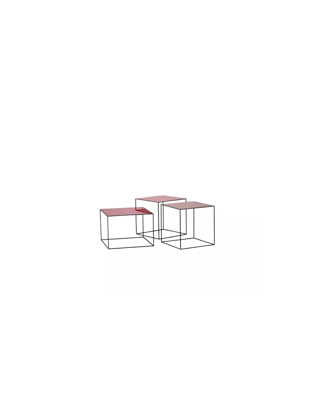 Set 3 Tables Basses Manisa : Rouge Orange Saumon