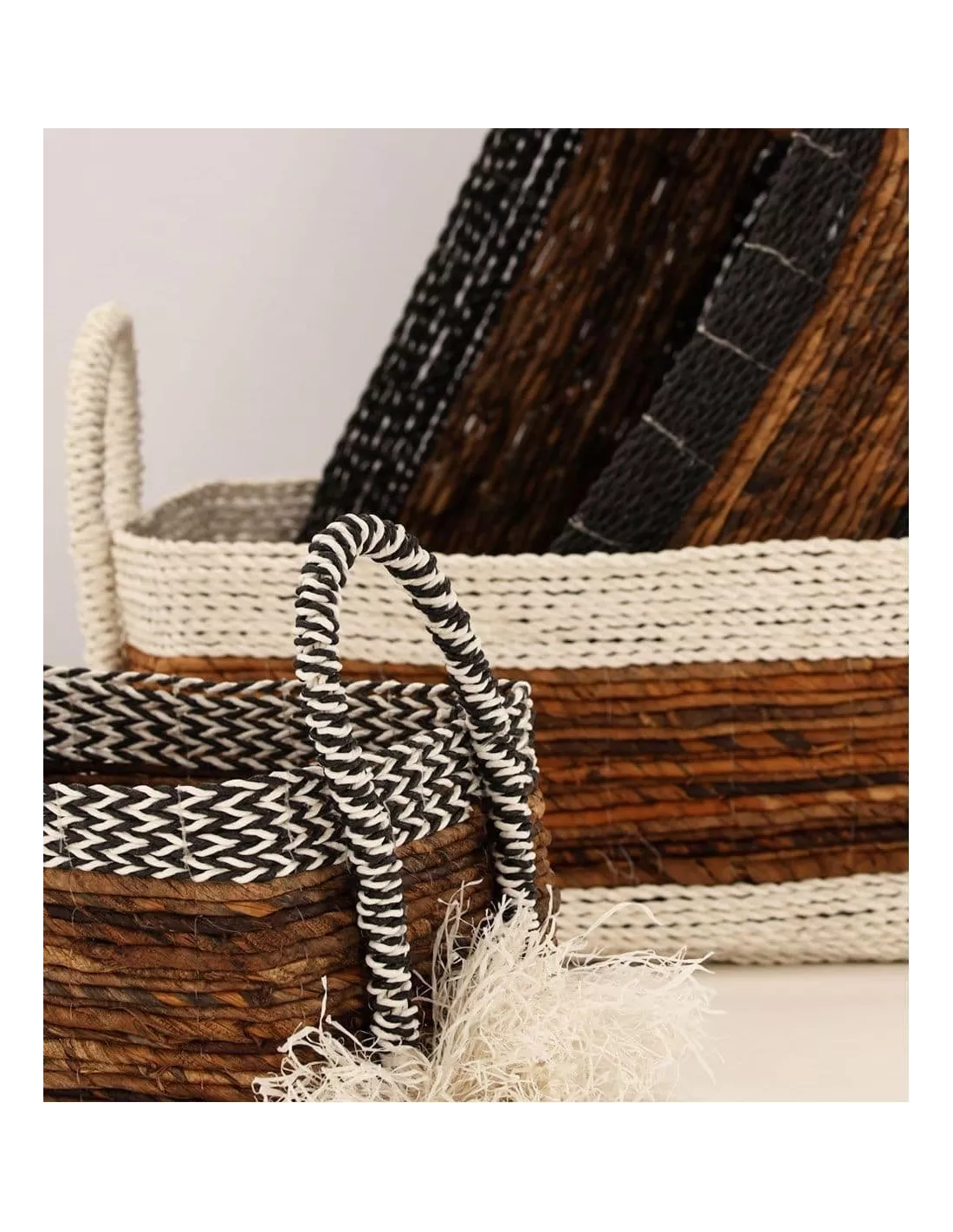 Set De 3 Paniers Rectangulaires En Raphia – Image 2