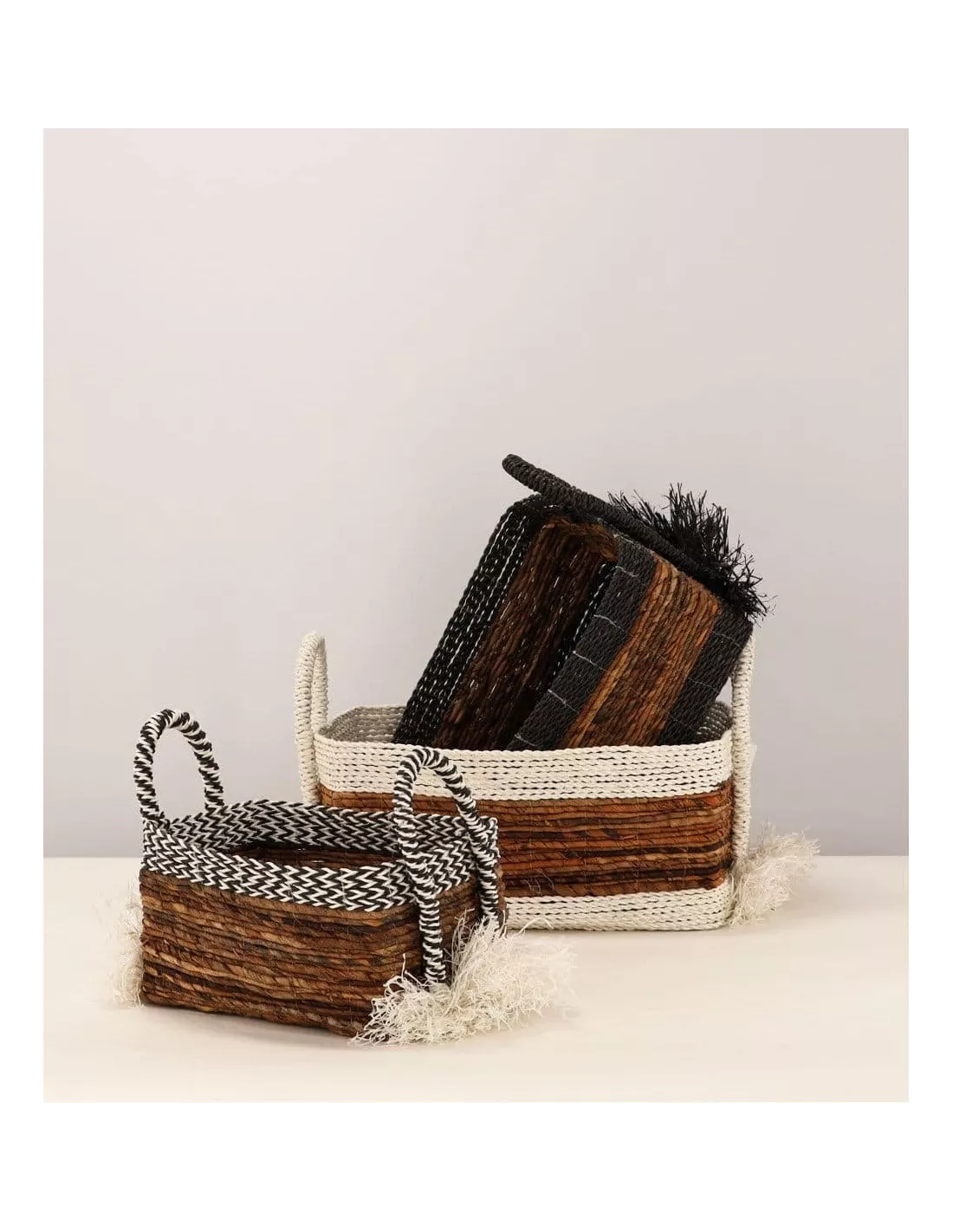 Set De 3 Paniers Rectangulaires En Raphia – Image 3