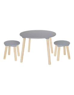 Table + 2 Tabourets Gris, JaBaDaBaDo