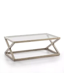 Table Basse Bois Grisé Et Verre Florence, Thai Natura