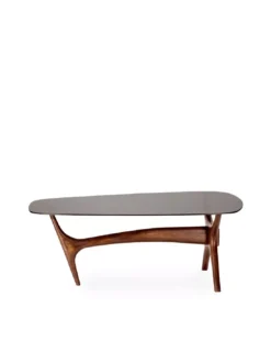 Table Basse Madera Bois Et Verre Fumé 110cm