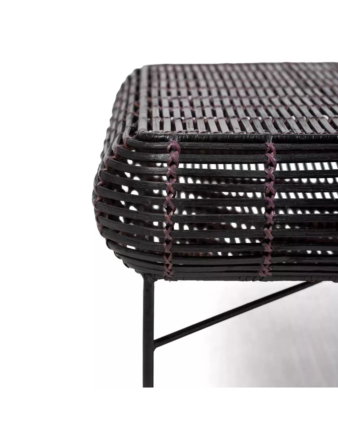 Table Basse Osier Noire Et Détails Violets, Thai Natura – Image 2