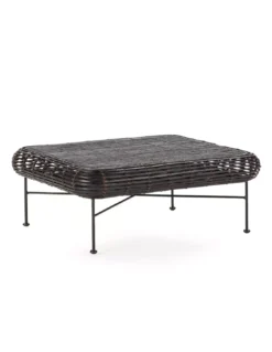 Table Basse Osier Noire Et Détails Violets, Thai Natura