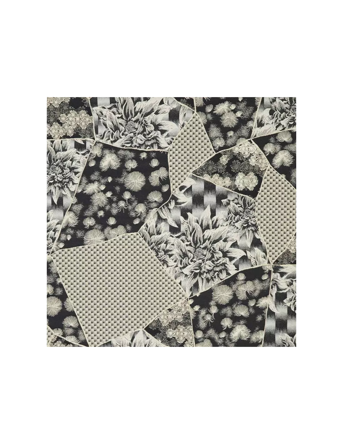 Tissu Hanatsugi Shogun Noir, K3 Design By Kenzo Takada